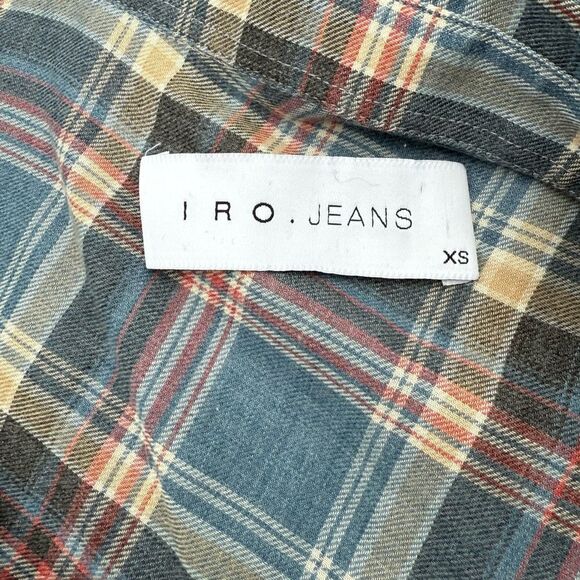 Revolve IRO Jeans Grunge Dally Plaid Button Up Top Tank XS Oversized - Picture 7 of 7